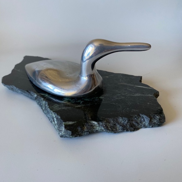 Vintage Haselton Sculpture: Aluminium LOON on Marble Base, Signed, Collectible - Picture 13 of 15